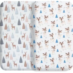 Bassinet Sheet Set Halo Bassinest Fitted Sheets 2 Pieces Fits Rectangle Oval Halo Hourglass Mattress Stretchy Fitted Bassinet Sheets Soft Comfortable Boys Girls Unisex (Baby Whale & Hedgehog)