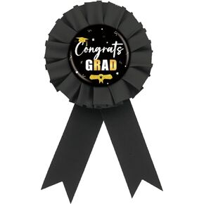دبوس شارة صفيح Congrats Grad، دبوس زر التخرج، دبوس شارة روزيت أسود فئة 2024 للنساء، أزرار بروش للاحتفال بحفلة التخرج 2024
