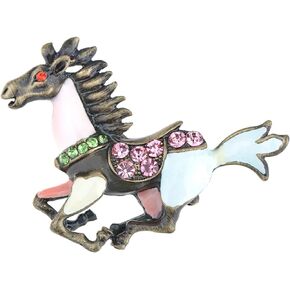 Alilang Womens Silver Tone Rhinestones Horse Stallion Brooch Pin