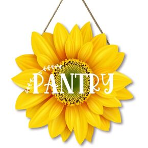 Sunflower Bathroom Wood Sign Door Hanger 12 Inch Sunflower Wreath for Wall Spring Summer Fall Hanging Signs for Bathroom Home Decor Indoor Outdoor