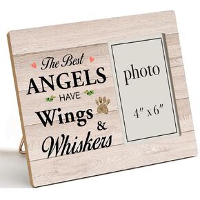 Loss of Cat Sympathy Gift, Cat Loss Sympathy Gift, Cat Memorial Gifts for Loss of Cat, Pet Memorial Gifts for Cats Wood Photo Frame (Photo 4x6 Inches)