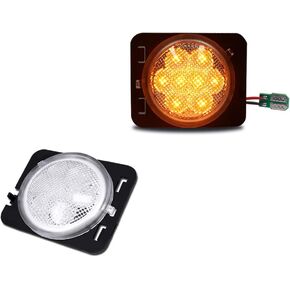 GTINTHEBOX Amber Lens Amber LED Front Fender Side Marker Light Assembly Compatible with 2007 2008 2009 2010 2011 2012 2013 2016 2017 2018 Jeep Wrangler JK