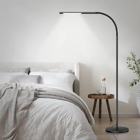 مصابيح أرضية حديثة LED، ضوء قراءة مرن قائم على شكل رقبة معقوفة مع قاعدة ثابتة، 4 ألوان و5 سطوع خافت، تعمل باللمس وجهاز تحكم عن بعد، لغرفة المعيشة، الكرسي، الأريكة، المهام المكتبية (أسود) in Kuwait