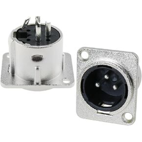 2PCS Microphone Socket Audio Connector Metal Panel Mount Chassis XLR Panel Mount Socket XLR 3 Pin Plug 31MMx26MMx21MM for Rack Mount and Panel Unit