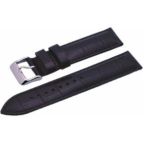 REV ITAL331 20mm 22mm 24mm Black Brown Patterned Padded Genuine Leather Replacement Strap
