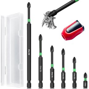 PTSLKHN Phillips Bits Set, Magnetic Phillips Head Drill Bits, 6PCS Phillips Impact Bits and Screwdriver Bits Magnetizer