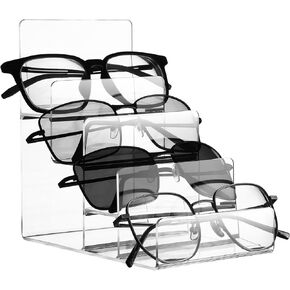 Tofficu Display Stand Acrylic Perfume Organizer 4" Wide Clear Display Risers Shelf - 4 Tier Purse Shelves - Acrylic Rack for Cologne Retail Desktop Jewelry Glasses Collectibles Funko Pop Figures