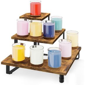 3 Tier Wooden Display Riser Stand, Portable Products Display Shelf, 3 Step Straight Display Rack for Retail Tabletop, Countertop, Craft Shows, Farmers Market, Tradeshows, Vendors