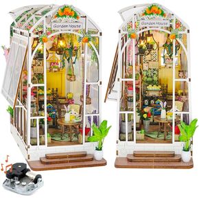 DIY Book Nook Kit, DIY Dollhouse Booknook, 3D Wooden Puzzle Booknook Miniature Kit with LED Light (M2313)