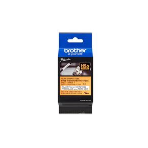Brother HSe211E 5.28mm (0.2in) Black on White 3:1 Heat Shrink Tube