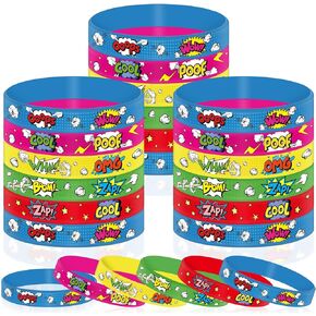 30 Pcs Hero Party Favor Silicone Bracelets Pinata Fillers for Kids Classroom Prizes Carnival Goodie Bag Stuffers Goodie Rewards Hero Theme Birthday Party Supplies Decorations Gifts