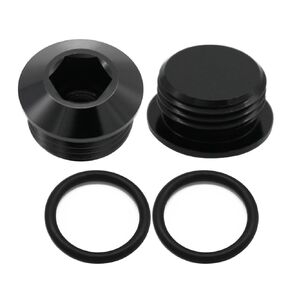 Black Aluminum 8AN Male Hex Head Socket Port Plug with AN8 ORB O Ring Boss, Pack of 2