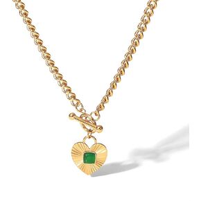 Sun Heart Necklace for Women 18K Gold Plated Heart Pendent Necklace Chunky Chain Choker Necklace Hip Hop Charm Necklace Unisex Necklace
