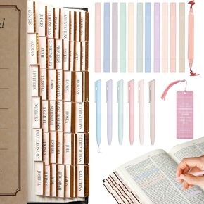 12 No Bleed Bible Highlighters and 6 Smooth Bible Pens with 96 Laminated Bible Tabs Kit, Bible Study Supplies Bible Markers Tabs for Women Men Study Bible, Bible Journaling Supplies for School Office