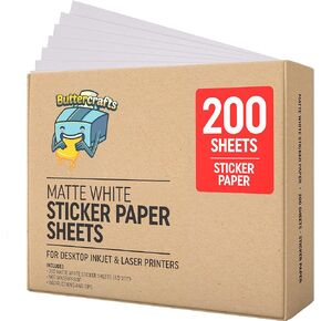 Printable Sticker Paper for Inkjet Printer and Laser Printers (Matte White, 200 Sheets, 8.5"x11") - Sticker Sheets for Labels Sticker Paper, Sticker Labels, Label Paper, Sticker Paper