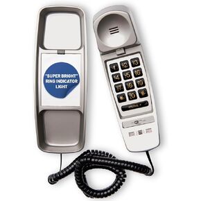 TL-460 Trimline Telephone - Corded Landline Phone w/Ring/in-Use Light Indicator - Increase Button for Hearing Impaired - Large Full Volume Control for Seniors - Wall Mountable - Pewter