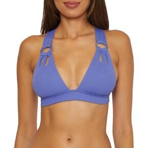 BECCA Women's Modern Edge Halter Bikini Top, Adjustable, Swimwear Separates