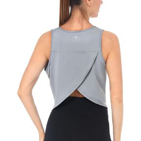 Women's Cropped Workout Tank Tops Open Back Sleeveless Sports Yoga Tops Active Shirts