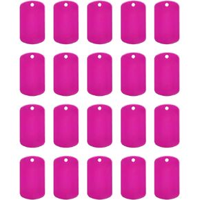 MECCANIXITY Metal Blank Tags Stamping, Rose Red Blank Dog Tags DIY Engraving Blank Tags for Pet Dog ID Tags, Pendant Decoration, Craft Tags, Pack of 20