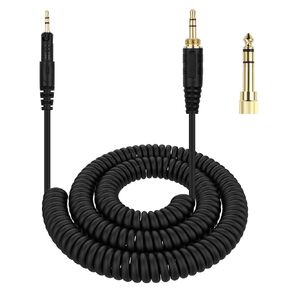 ATH-M50x Coiled Audio Cable 2.5mm & 3.5mm with 6.35mm Adapter Aux Extension Cord Compatible with Technica ATH-M60x ATH-M40x ATH-M70x Headphones (4-10FT)