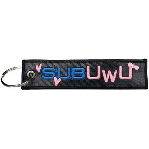 Carbon Moto 'SUBUWU' Carbon Fiber Style Keychains Premium Quality Anime Key Tag for Subaru, WRX, STI, Cars