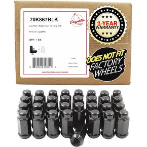 Wheel Accessories Parts 32 Pcs 9/16"-18 Thread Bulge Acorn 1.90" Long Lug Nuts Black 3/4" 19mm Hex Fits 1994-11 Ram 2500 3500 1975-97 Ford F250 F350 Chevy GMC C20 K20 C2500 C3500