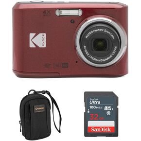 KODAK PIXPRO FZ45-BK 16MP Digital Camera 4X Optical Zoom 27mm Wide Angle 1080P Full HD Video 2.7" LCD Vlogging Camera, Bundle with Camera Case and 32GB SD Card (Blue)