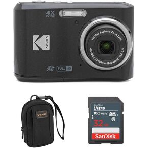 KODAK PIXPRO FZ45-BK 16MP Digital Camera 4X Optical Zoom 27mm Wide Angle 1080P Full HD Video 2.7" LCD Vlogging Camera, Bundle with Camera Case and 32GB SD Card (Blue) in Kuwait