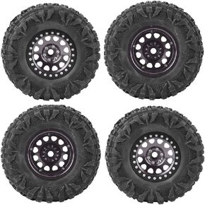 4pcs RC Rubber Tire, Crawler 2.2-inch Metal Hex Wheel Hub Accessory Fit for 1:10 On Road Racing Car (Titanium)