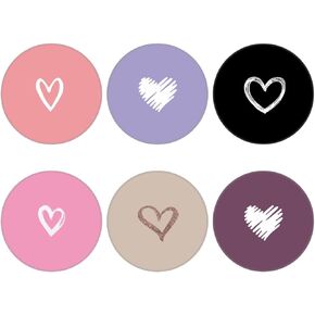 Multi-Function Cell Phone Stand, Pink White Heart Black Expanding Stand Grip for Smartphones and Tablets (6 Pack)