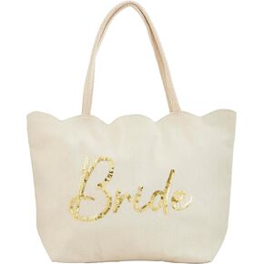 Mud Pie Scallop Bride Tote, White