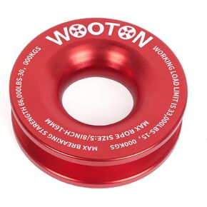 حلقة استرداد WOOTON Snatch Recovery بوزن 66,000 رطل من الألومنيوم، بكرة حلقة كتلة الخطف للتكبل الناعم ATV UTV SUV شاحنة الطرق الوعرة سحب السيارة (أحمر) in Kuwait