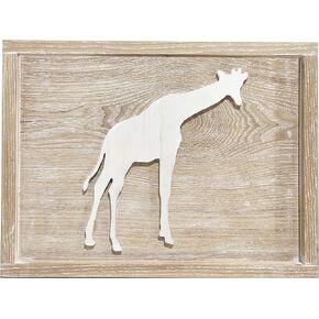 Bon et Beau 16×12 Inch Wood Cut-Out Giraffe Wall Decor - Neutral Wall Art for Baby Girl Baby Boy Nursery, Kids Room, Playroom Decor