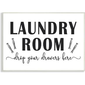Stupell Industries Laundry Room Sign Drop Drawers Here Funny Phrase, Designed by Lettered and Lined Canvas Wall Art, 36 x 48, White