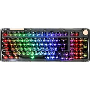 KiiBoom Phantom 98 Hot Swappable Crystal Gasket-Mounted Mechanical Keyboard, Triple Mode NKRO Gaming Keyboard with South-Facing RGB, Clear Keycaps, 8000mAh Battery for Win/Mac
