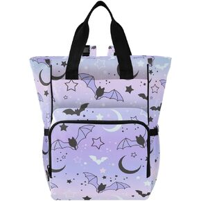 Diaper Bag Backpack Cute Bats Starry Sky Travel Diaper Bags for Women, 10L Functional Baby Changing Bag with Insulted Pockets, Stroller Straps