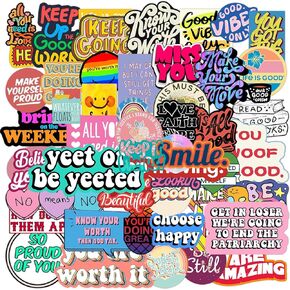Spanish Inspirational Stickers, 50Pcs Motivational Stickers Pack, Funimost Vinyl Waterproof Stickers for Water Bottle Journaling Scrapbook Laptop Guitar, Positive Quote Stickers for Kids Teens Teachers Students (Spanish)