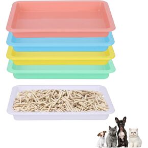 5pcs Kitten Litter Box, Shallow Kitten Litter Box Plastic Cat Litter Trays Kitten Litter Pan Cat Waste Tray for Indoor Kittens (5 Colors)