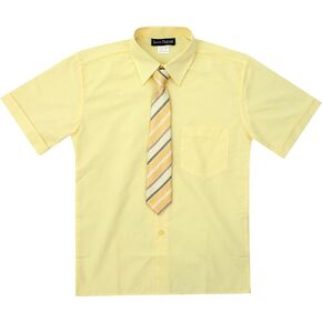 Toddler Boy's Short Sleeve Formal Button Down Dress Shirt & Tie Set