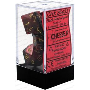 Gemini Polyhedral 7 Die Set, Black/Red/Gold by Chessex