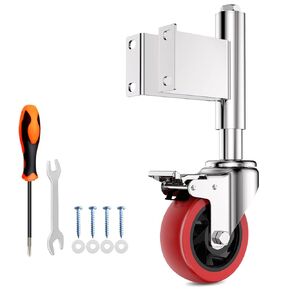 Spring Loaded Gate Casters 5" Heavy Duty Gate Caster Wheels with Hardware Red with Brake