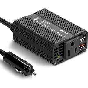 BESTEK 150W Car Power Inverter, DC 12V to 110V AC Converter PD 30W QC 3.0 18W USB Charger Laptop Car Charger Outlet Power Adapter for Car