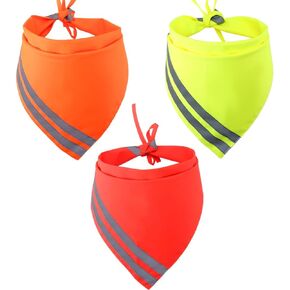 Reflective Dog Bandana High Visibility Safety Dog Reversible Triangle Bibs Scarf Accessories for Hunting Walking