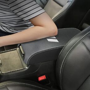 for Dodge Charger 2011-2023 Chrysler 300 2015-2022 Car Armrest Cover Center Console Pad Covers Scratch Resistance Box Cover Leather Protector Pad Decoration Accessories (Carbon Fiber+Black)