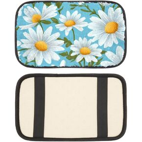 Premium Car Armrest Mat Storage Box Cover, Small Daisies Pattern Center Console Mat Best Car Accessories for Full Protection and Comfort
