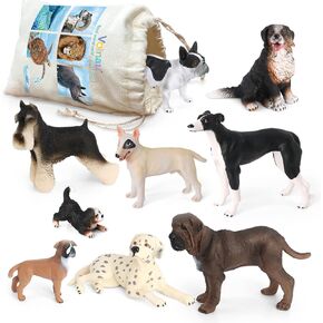 Volnau Dog Figurines Animal Toys 9PCS Mini Puppy Figures for Kids Toddlers Decorations Preschool Educational Cake Topper Set