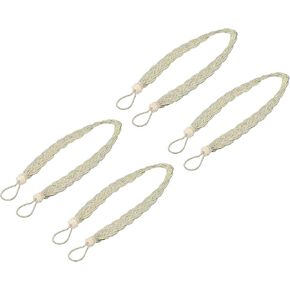 4 قطع من ستائر Uxcell، 58 سم/23 حامل ستائر مضفر وربطة خلفية مزخرفة، أخضر/فضي in Kuwait