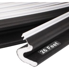 Kerf Door Weather Stripping for Large Gap,Black Weatherstrip Door Seal for Slot Card,Soundproofing V-Shape Door Sealing Weather Strip,26 Feet Foam Door Insulation Strip for Door Frame