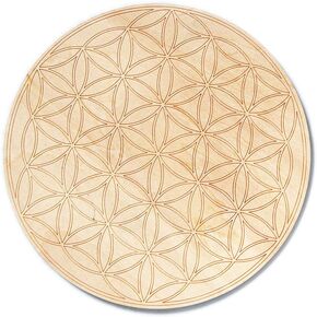 Flower of Life Wood Crystal Grid Altar Chakra Crystal Healing Sacred Geometry Metatron's Cube Witchcraft (B)