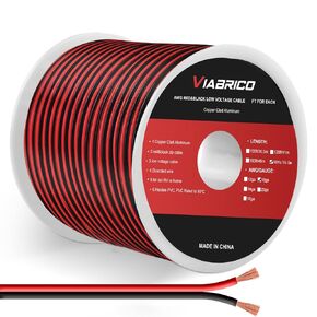 سلك قياس 16، سلك كهربائي 16AWG سلك كهربائي 100 قدم 2 موصل أحمر أسود 12 فولت/24 فولت تيار مستمر كابل LED شرائط تمديد سلك للضوء سلك مكبر صوت السيارة RC